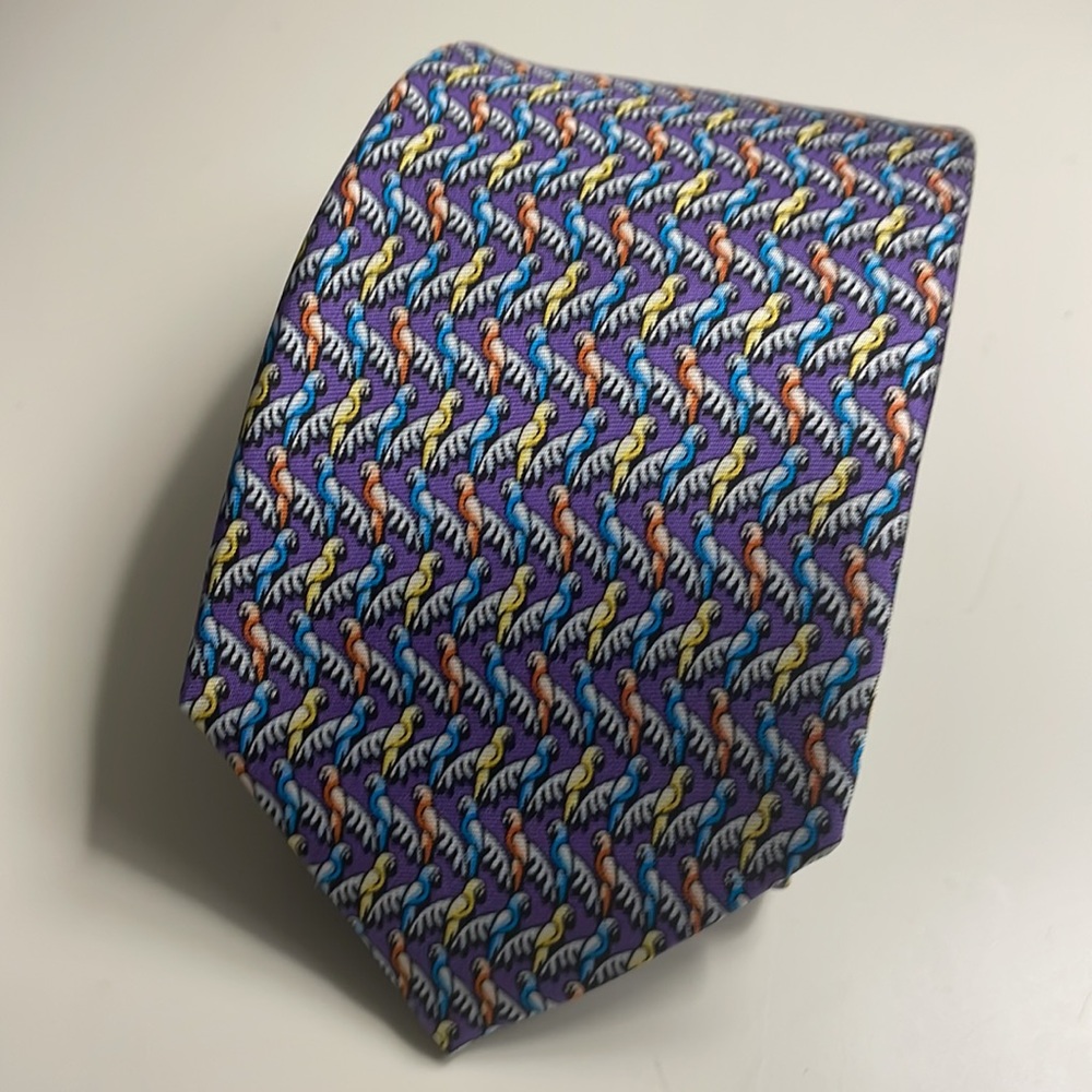 Cremieux Men’s Tie Silk Parrots Print Multicolor